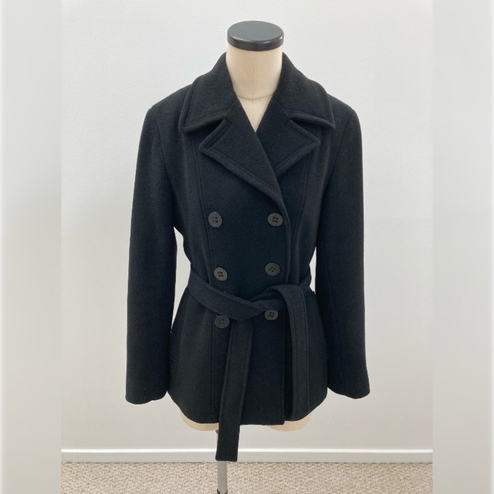 Calvin Klein Black Wool Peacoat
